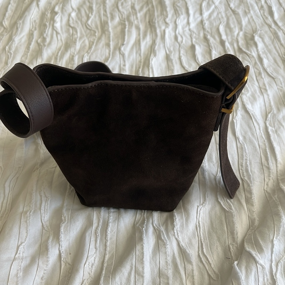 Mini Brown Suede Bucket Bag - Picture 7 of 11